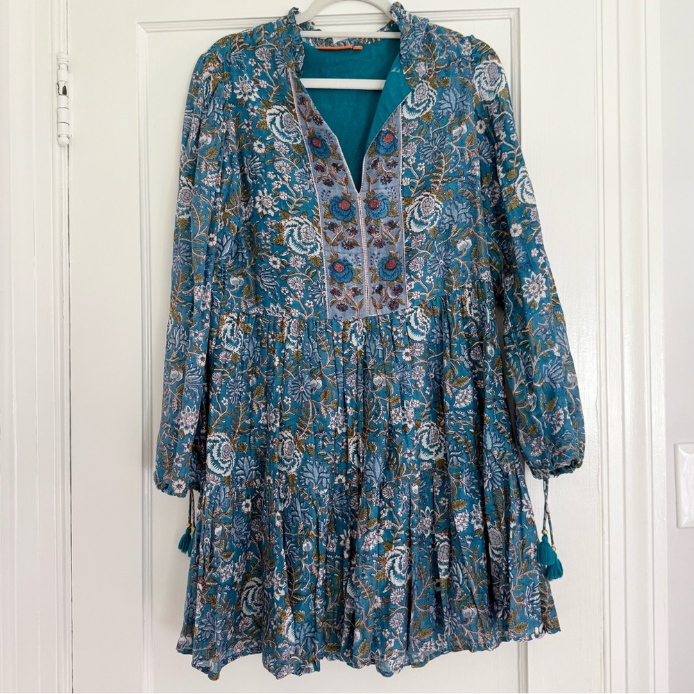 Oliphant Long Sleeve Drop Waist Mini Dress